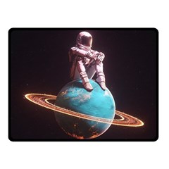 Stuck On Saturn Astronaut Planet Space Fleece Blanket (small) by Cendanart