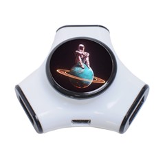 Stuck On Saturn Astronaut Planet Space 3-port Usb Hub by Cendanart