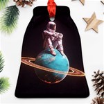 Stuck On Saturn Astronaut Planet Space Bell Ornament (Two Sides) Front