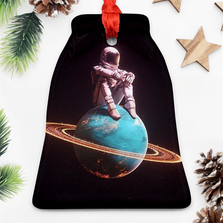 Stuck On Saturn Astronaut Planet Space Bell Ornament (Two Sides)