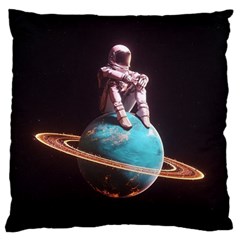 Stuck On Saturn Astronaut Planet Space Large Cushion Case (two Sides) by Cendanart