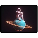 Stuck On Saturn Astronaut Planet Space Two Sides Fleece Blanket (Large) 80 x60  Blanket Front