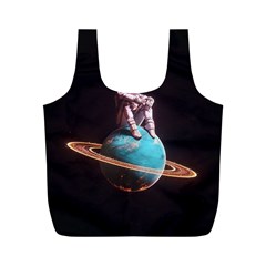 Stuck On Saturn Astronaut Planet Space Full Print Recycle Bag (m) by Cendanart