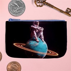 Stuck On Saturn Astronaut Planet Space Large Coin Purse by Cendanart