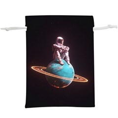 Stuck On Saturn Astronaut Planet Space Lightweight Drawstring Pouch (xl) by Cendanart