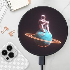 Stuck On Saturn Astronaut Planet Space Wireless Fast Charger(black) by Cendanart