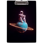 Stuck On Saturn Astronaut Planet Space A4 Acrylic Clipboard Front