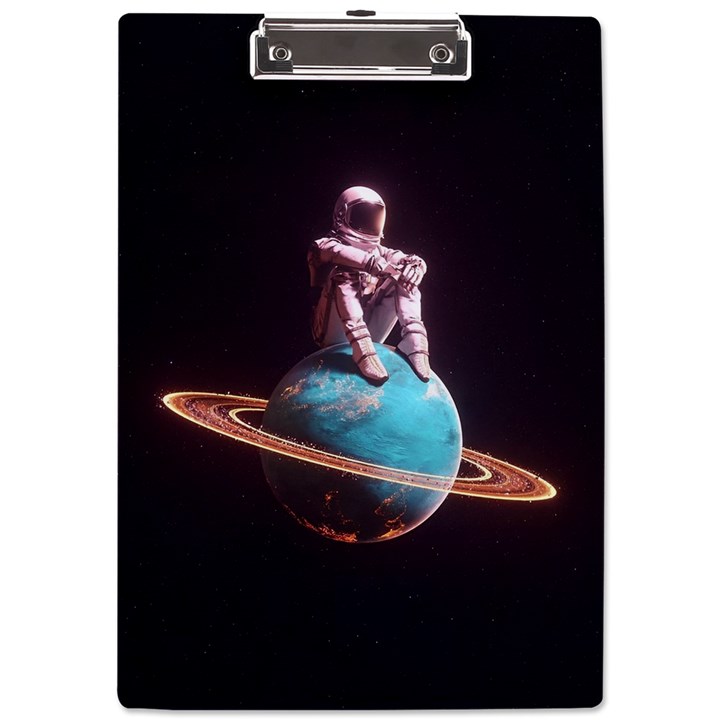 Stuck On Saturn Astronaut Planet Space A4 Acrylic Clipboard