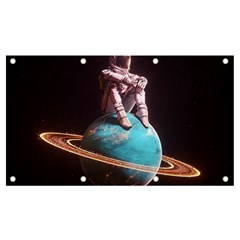 Stuck On Saturn Astronaut Planet Space Banner And Sign 7  X 4  by Cendanart