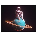 Stuck On Saturn Astronaut Planet Space Two Sides Premium Plush Fleece Blanket (Extra Small) 40 x30  Blanket Front