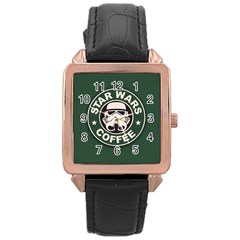 Stormtrooper Coffee Rose Gold Leather Watch  by Cendanart