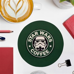 Stormtrooper Coffee Uv Print Round Tile Coaster by Cendanart