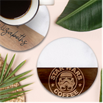 Stormtrooper Coffee Classic Marble Wood Coaster (Round)  Front