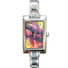 Aesthetic Astronautics Atmosphere Blue Clouds Cosmos Fantasy Galaxy Rectangle Italian Charm Watch by Cendanart