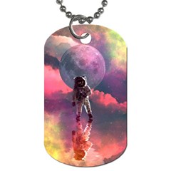 Aesthetic Astronautics Atmosphere Blue Clouds Cosmos Fantasy Galaxy Dog Tag (one Side) by Cendanart