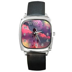 Aesthetic Astronautics Atmosphere Blue Clouds Cosmos Fantasy Galaxy Square Metal Watch by Cendanart