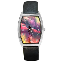 Aesthetic Astronautics Atmosphere Blue Clouds Cosmos Fantasy Galaxy Barrel Style Metal Watch by Cendanart