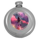 Aesthetic Astronautics Atmosphere Blue Clouds Cosmos Fantasy Galaxy Round Hip Flask (5 oz) Front