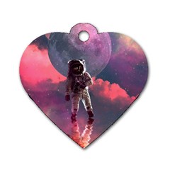 Aesthetic Astronautics Atmosphere Blue Clouds Cosmos Fantasy Galaxy Dog Tag Heart (two Sides) by Cendanart