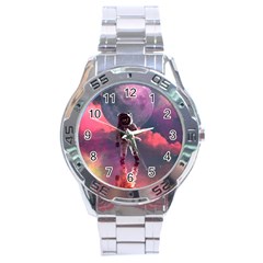 Aesthetic Astronautics Atmosphere Blue Clouds Cosmos Fantasy Galaxy Stainless Steel Analogue Watch by Cendanart