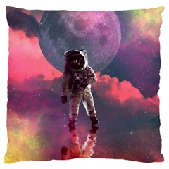 Aesthetic Astronautics Atmosphere Blue Clouds Cosmos Fantasy Galaxy Large Cushion Case (two Sides) by Cendanart