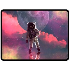 Aesthetic Astronautics Atmosphere Blue Clouds Cosmos Fantasy Galaxy Two Sides Fleece Blanket (large) by Cendanart