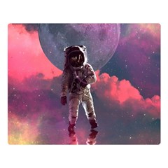 Aesthetic Astronautics Atmosphere Blue Clouds Cosmos Fantasy Galaxy Two Sides Premium Plush Fleece Blanket (large) by Cendanart