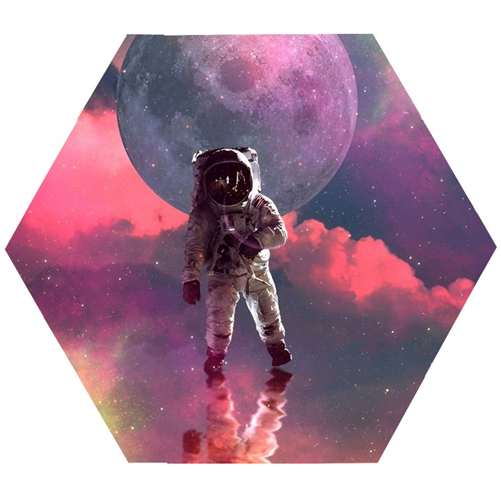 Aesthetic Astronautics Atmosphere Blue Clouds Cosmos Fantasy Galaxy Wooden Puzzle Hexagon