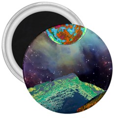 Psychedelic Universe Color Moon Planet Space 3  Magnets by Cendanart