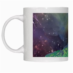 Psychedelic Universe Color Moon Planet Space White Mug by Cendanart