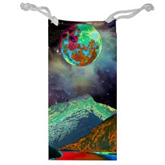 Psychedelic Universe Color Moon Planet Space Jewelry Bag by Cendanart