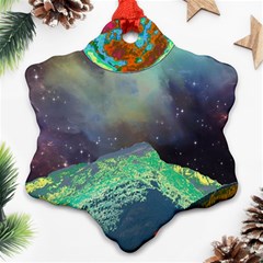 Psychedelic Universe Color Moon Planet Space Snowflake Ornament (two Sides) by Cendanart