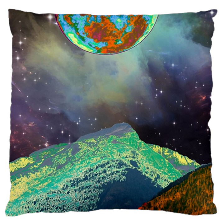 Psychedelic Universe Color Moon Planet Space Large Cushion Case (Two Sides)