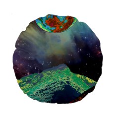 Psychedelic Universe Color Moon Planet Space Standard 15  Premium Round Cushions by Cendanart