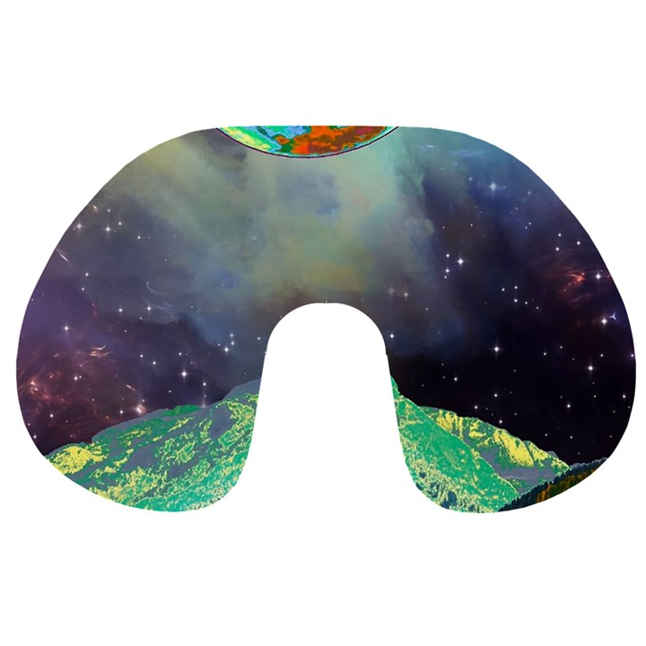 Psychedelic Universe Color Moon Planet Space Travel Neck Pillow