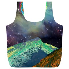 Psychedelic Universe Color Moon Planet Space Full Print Recycle Bag (xl) by Cendanart