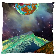 Psychedelic Universe Color Moon Planet Space Standard Premium Plush Fleece Cushion Case (one Side) by Cendanart