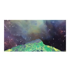 Psychedelic Universe Color Moon Planet Space Satin Wrap 35  X 70  by Cendanart