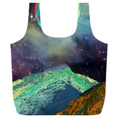 Psychedelic Universe Color Moon Planet Space Full Print Recycle Bag (xxl) by Cendanart