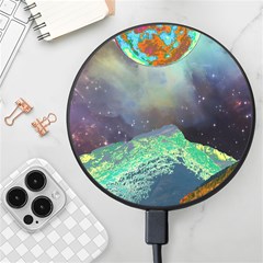 Psychedelic Universe Color Moon Planet Space Wireless Fast Charger(black) by Cendanart