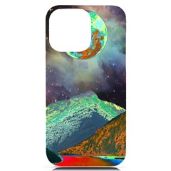 Psychedelic Universe Color Moon Planet Space Iphone 14 Pro Max Black Uv Print Case by Cendanart