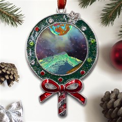 Psychedelic Universe Color Moon Planet Space Metal X mas Lollipop With Crystal Ornament by Cendanart