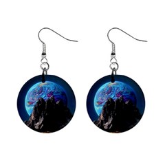 Aesthetic Psychedelic Drawings Art Acid Space Mini Button Earrings by Cendanart