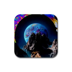 Aesthetic Psychedelic Drawings Art Acid Space Rubber Coaster (square) by Cendanart