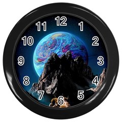 Aesthetic Psychedelic Drawings Art Acid Space Wall Clock (black) by Cendanart