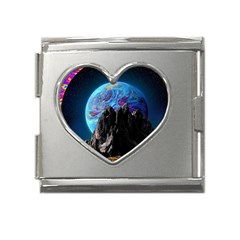 Aesthetic Psychedelic Drawings Art Acid Space Mega Link Heart Italian Charm (18mm) by Cendanart