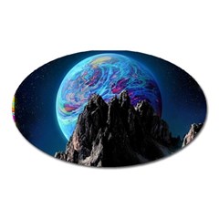 Aesthetic Psychedelic Drawings Art Acid Space Oval Magnet by Cendanart