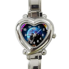 Aesthetic Psychedelic Drawings Art Acid Space Heart Italian Charm Watch by Cendanart