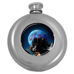 Aesthetic Psychedelic Drawings Art Acid Space Round Hip Flask (5 Oz)