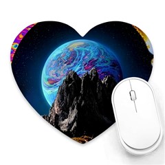 Aesthetic Psychedelic Drawings Art Acid Space Heart Mousepad by Cendanart